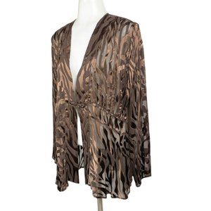Chico's Sheer Brown Animal Print Blouse Jacket